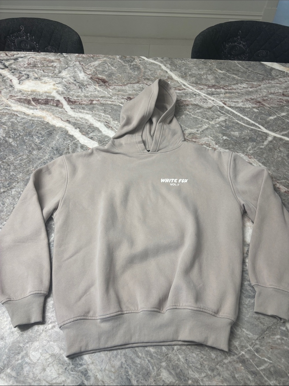 White Fox Boutique Hooded Sweatshirt in Taupe Gray
